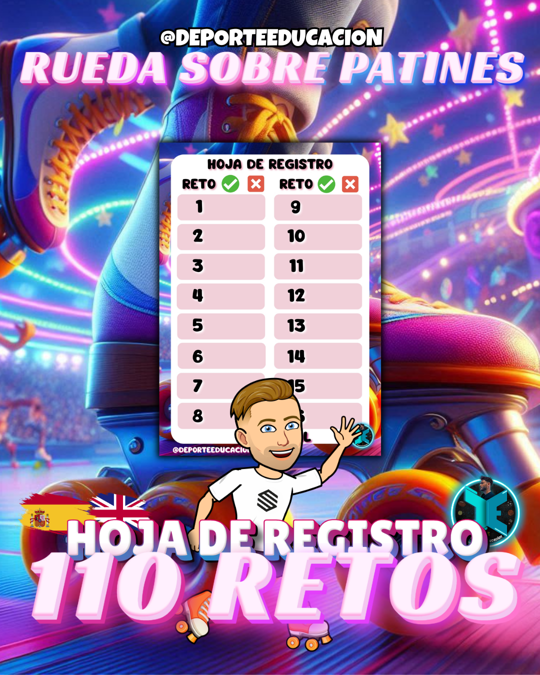 110 RETOS - INICIACIÓN. Rueda sobre patines.