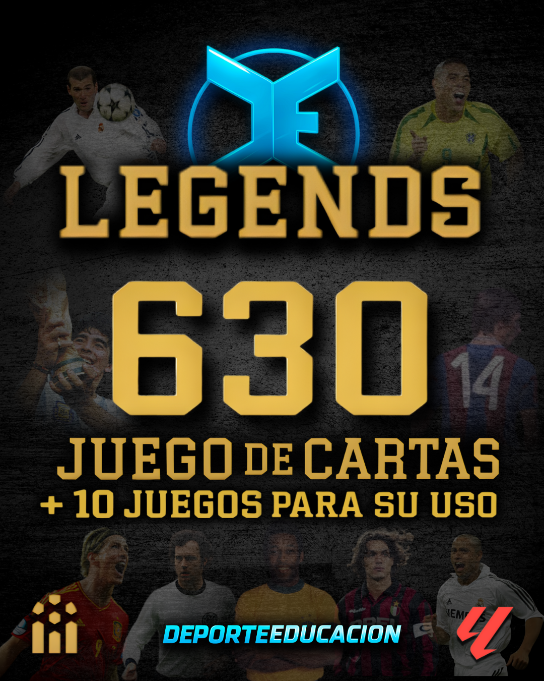 630 CARTAS LEGENDS + 10 JUEGOS PARA SU USO.