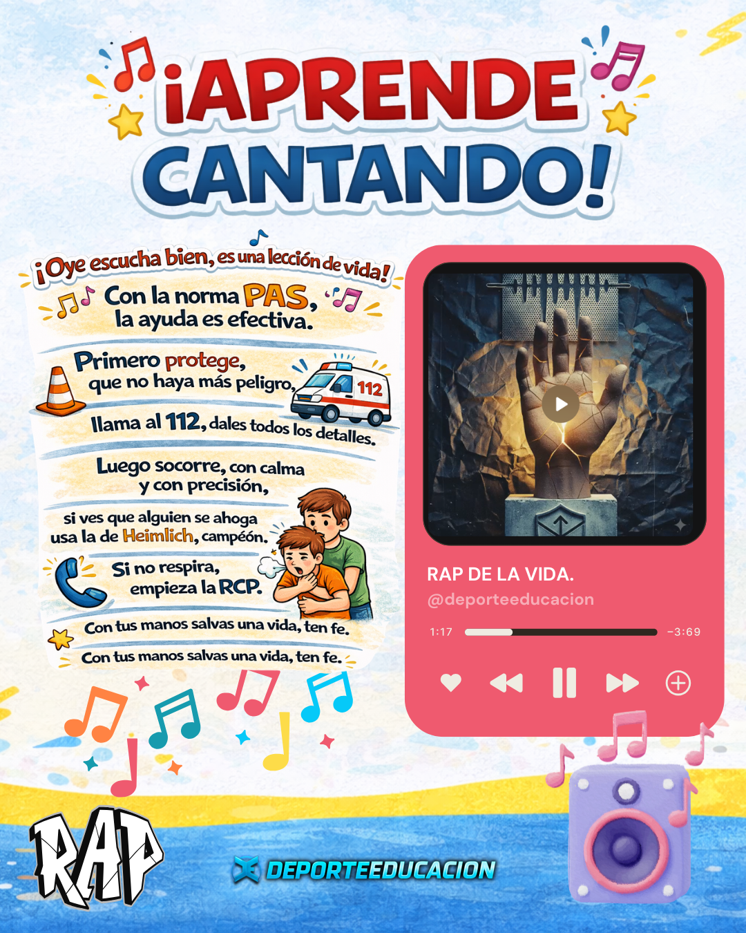 PRIMEROS AUXILIOS, INFOGRAFÍA Y CANCIONES